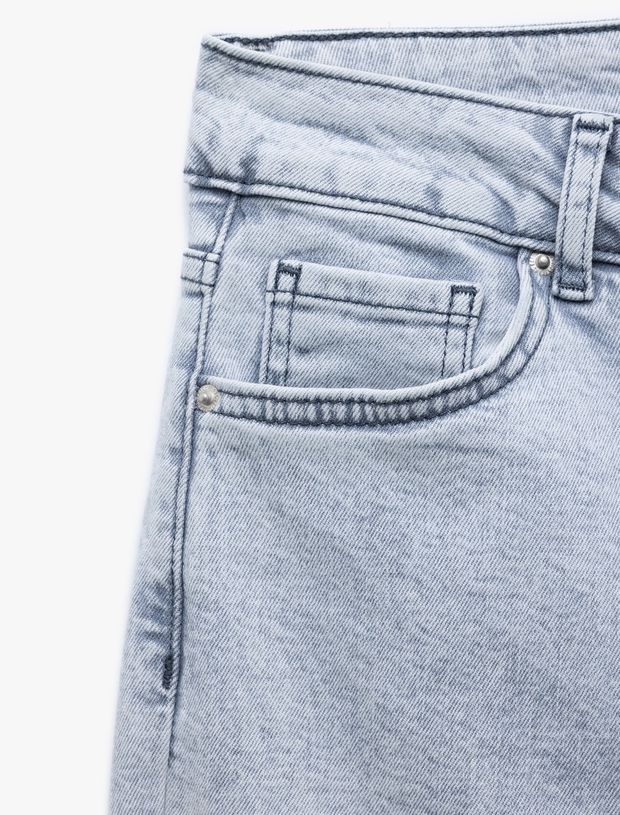   Yüksek Bel İspanyol Paça Pamuklu Slim Fit Denim Pantolon - Flare Jean