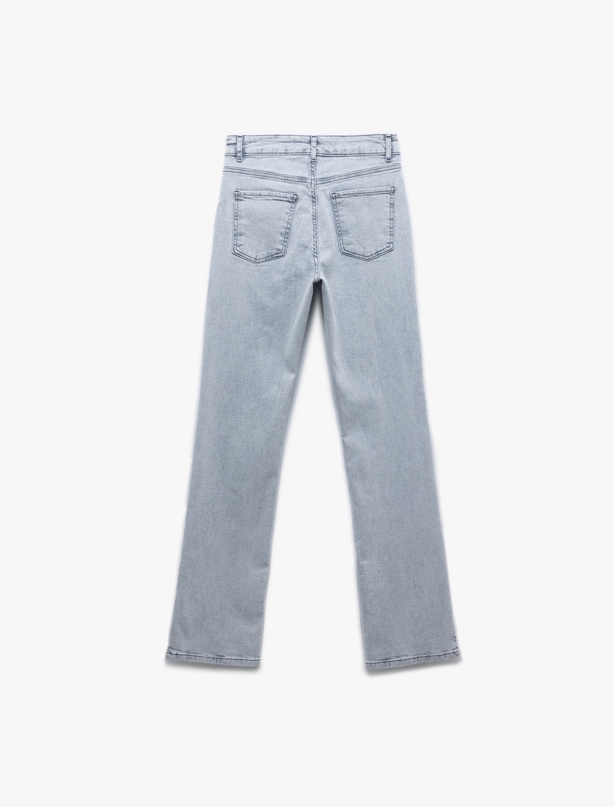   Yüksek Bel İspanyol Paça Pamuklu Slim Fit Denim Pantolon - Flare Jean