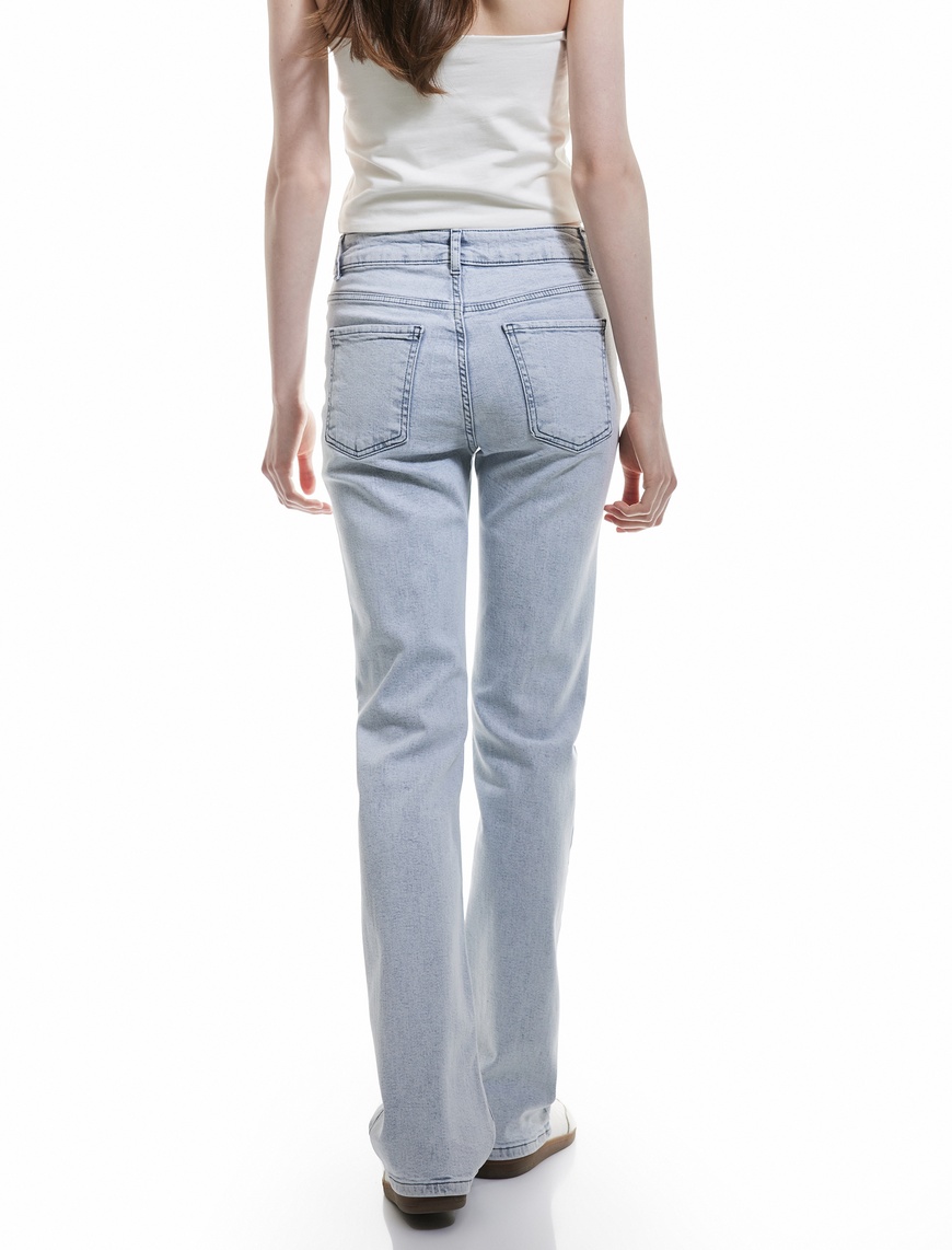   Yüksek Bel İspanyol Paça Pamuklu Slim Fit Denim Pantolon - Flare Jean