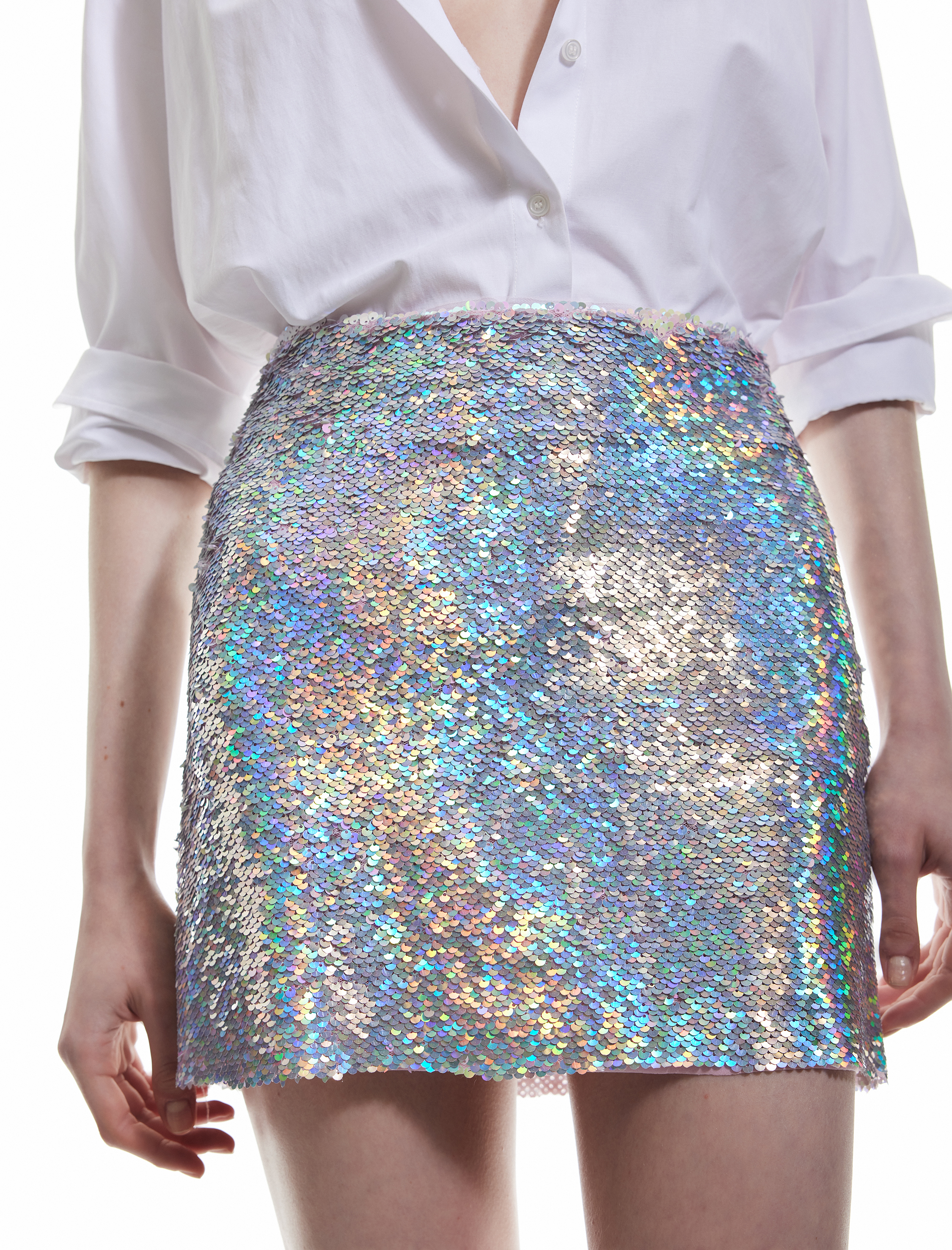   Pullu Payetli A Kesim Mini Etek