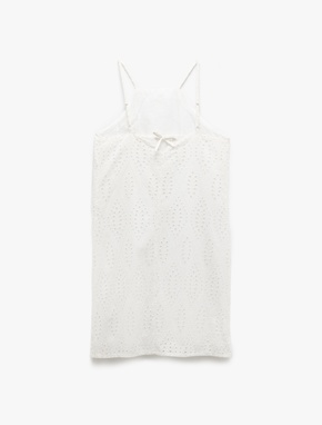 Pamuklu A Kesim Mini Halter Yaka İnce Askılı Fisto Elbise_3