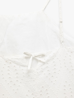 Pamuklu A Kesim Mini Halter Yaka İnce Askılı Fisto Elbise_5