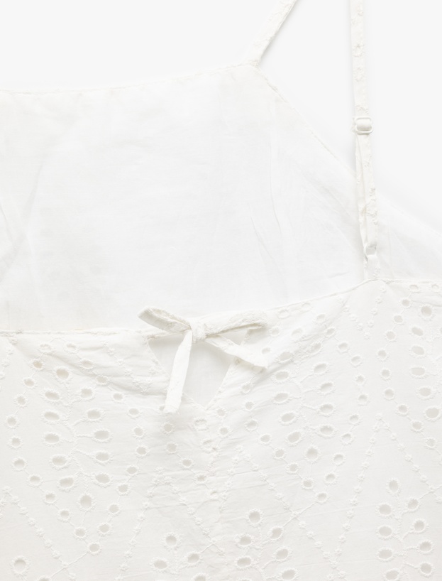 Pamuklu A Kesim Mini Halter Yaka İnce Askılı Fisto Elbise_5