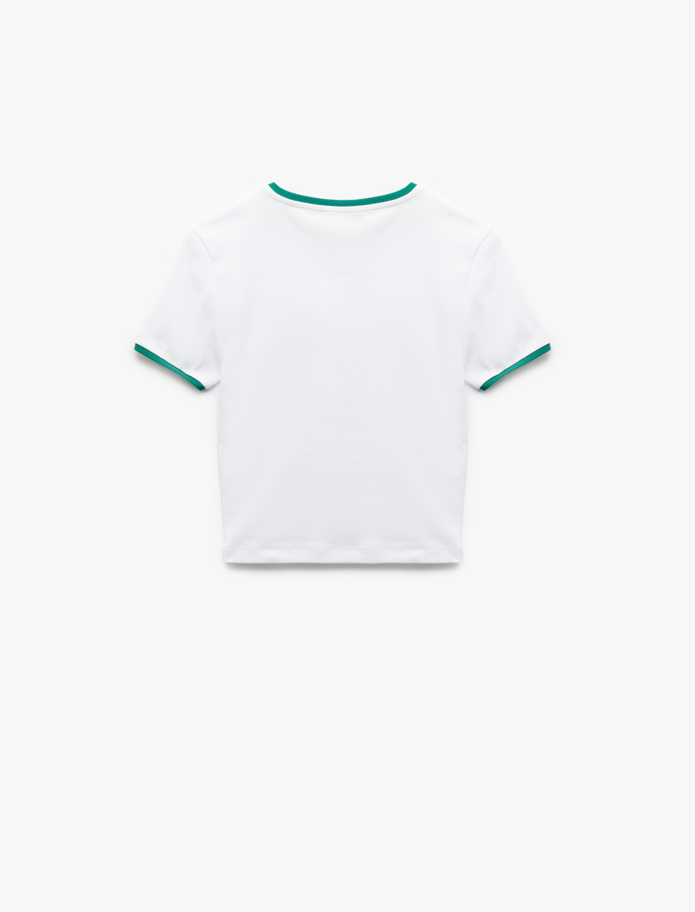   Pamuklu Kısa Kollu Bisiklet Yaka Tenis Temalı Baskılı Kadın Tişört