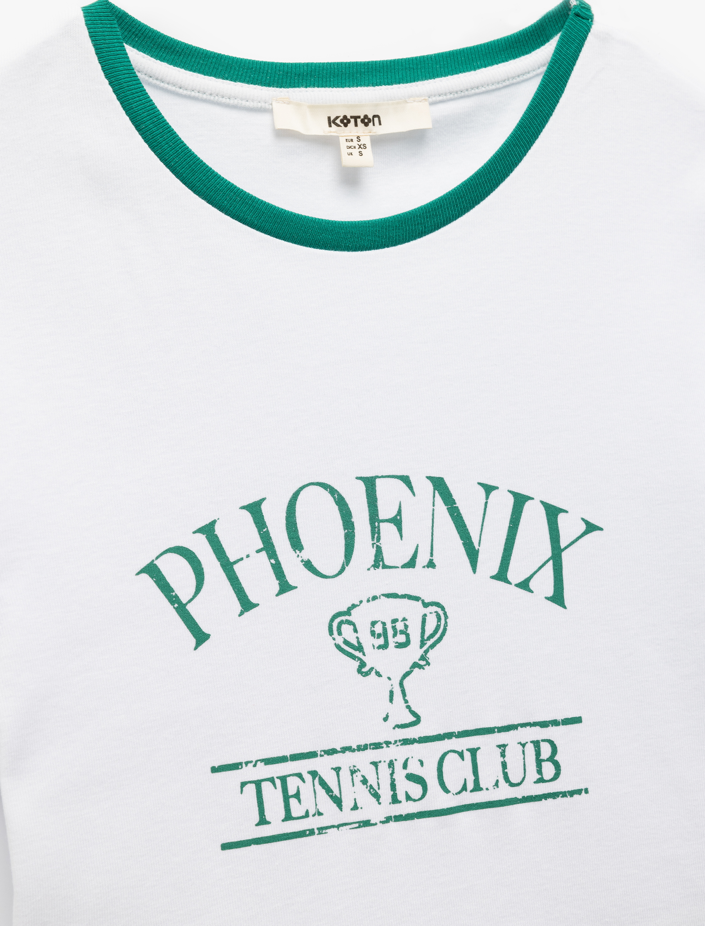   Pamuklu Kısa Kollu Bisiklet Yaka Tenis Temalı Baskılı Kadın Tişört