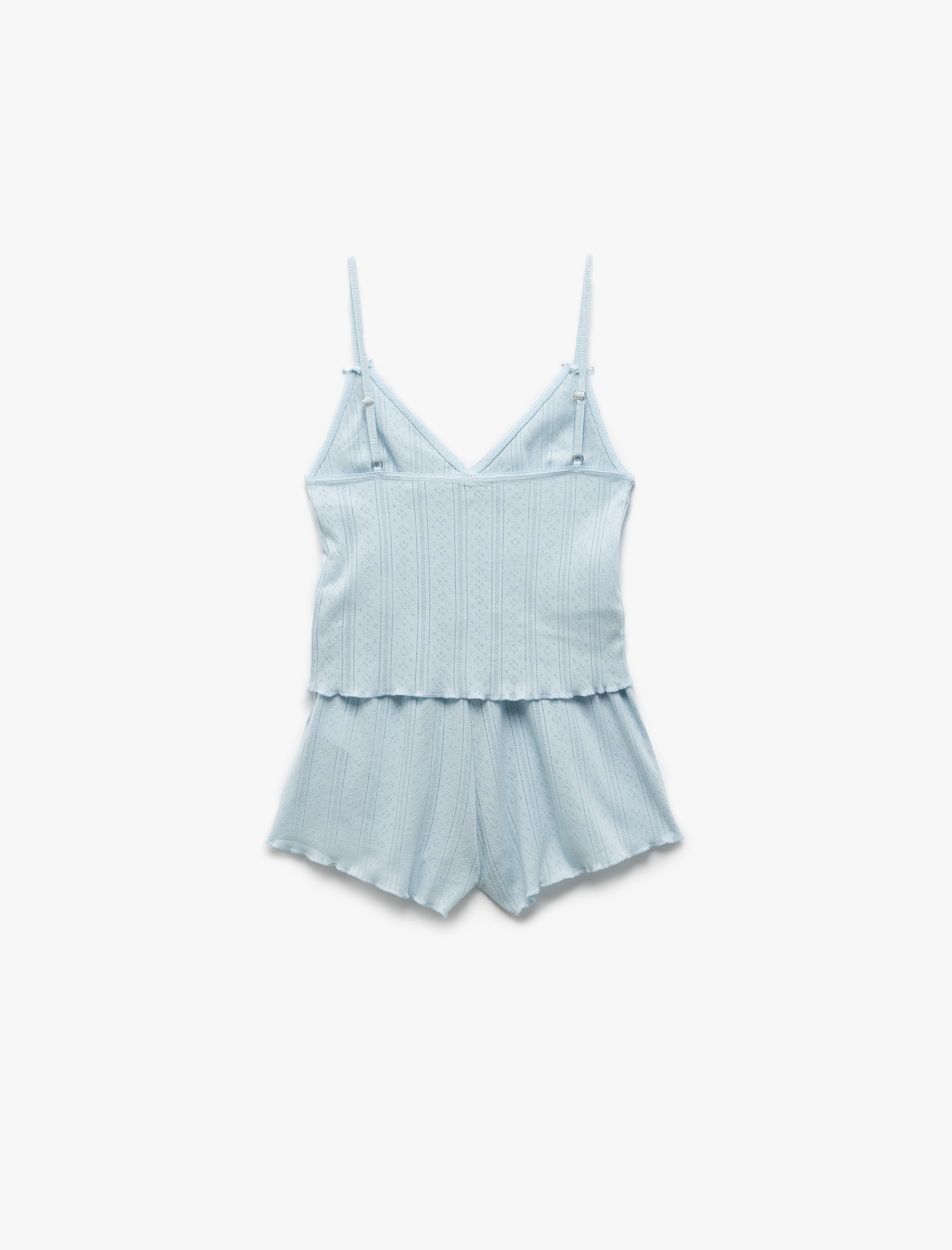   Pamuklu Askılı V Yaka Şortlu Pijama Takımı