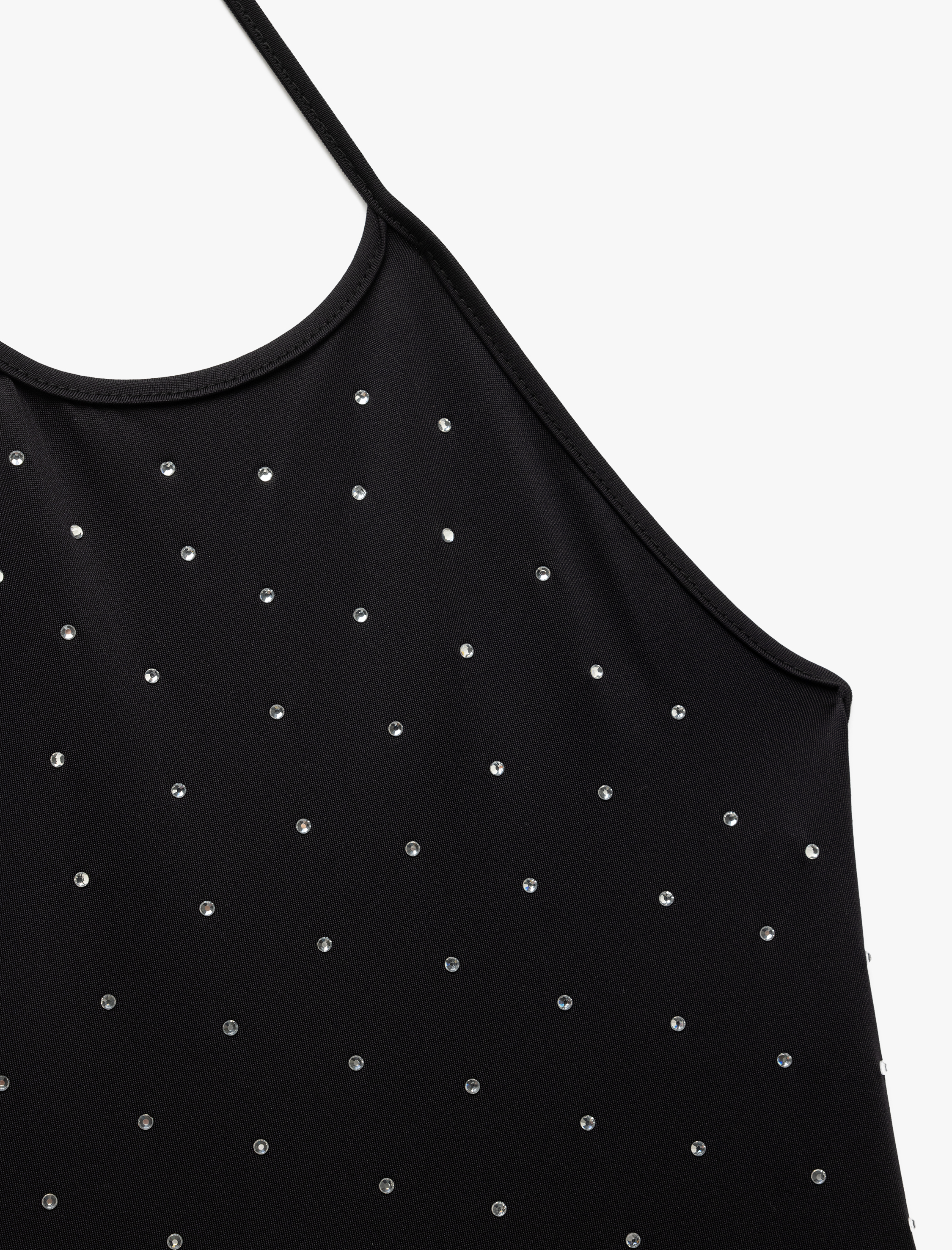   Halter Yaka Dar Kesim Taşlı Uzun Abiye Elbise