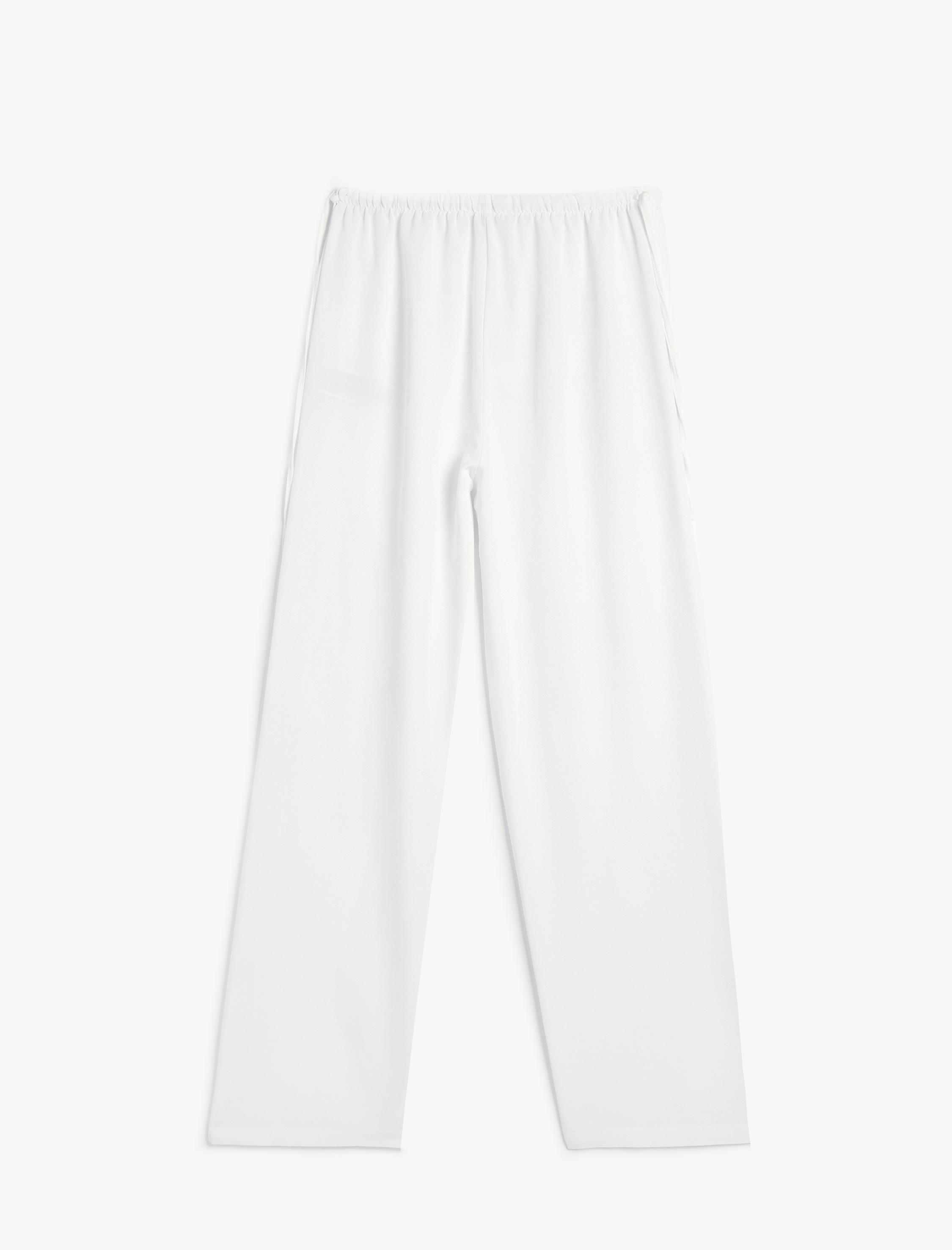 Viskon Keten Karışımlı Yanları Bağlama Detaylı Geniş Paça Pantolon