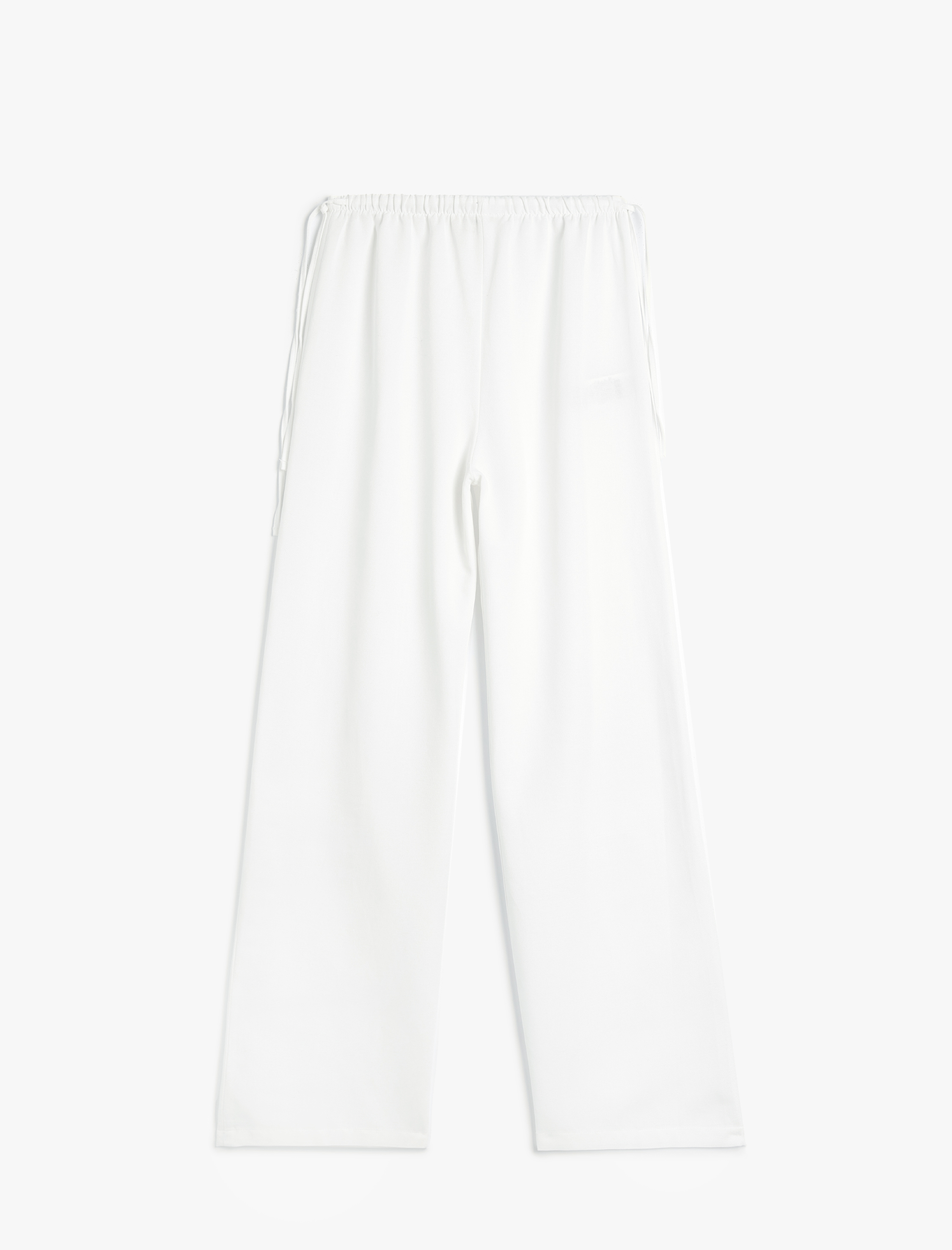 Viskon Keten Karışımlı Yanları Bağlama Detaylı Geniş Paça Pantolon