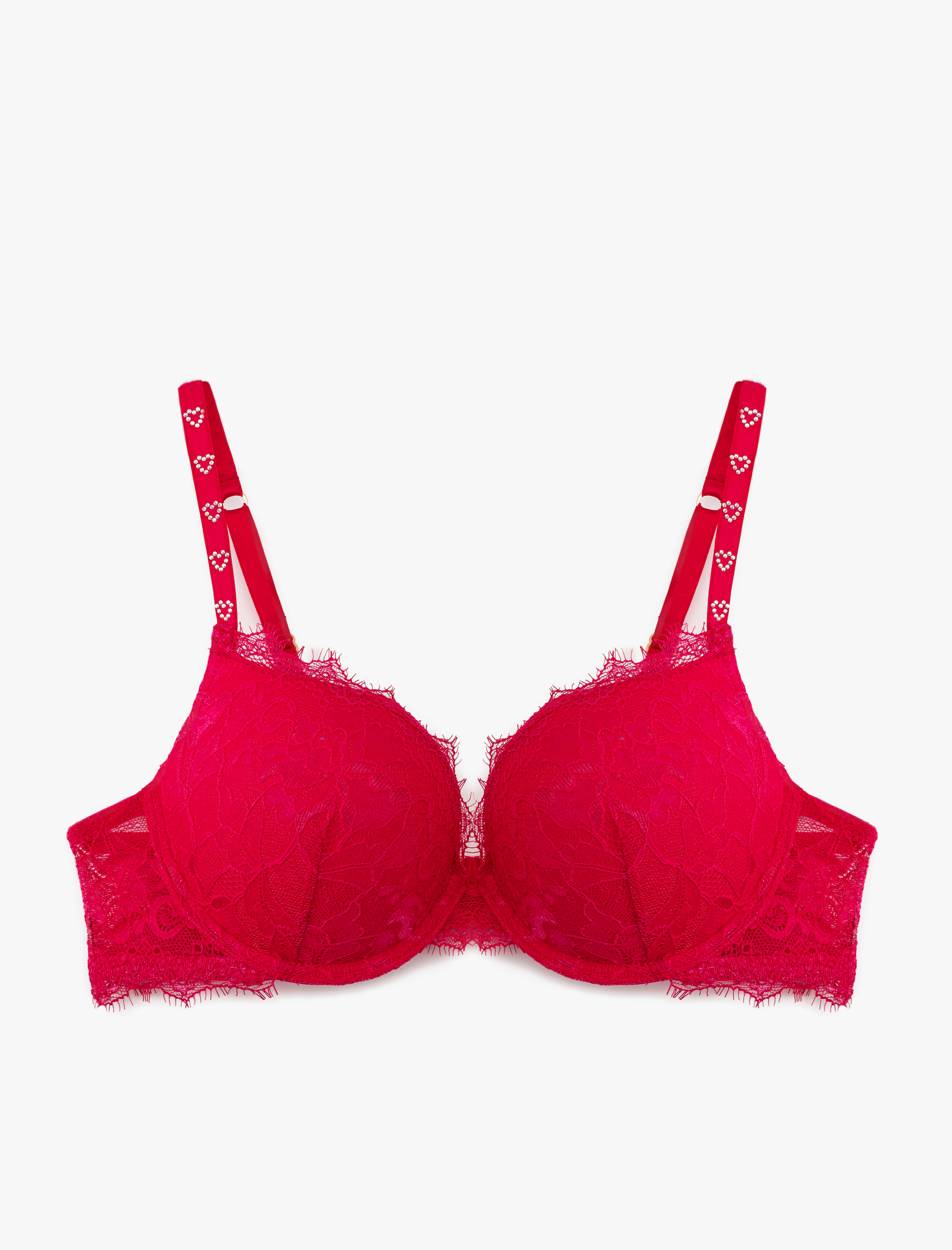   Maximizer Ekstra Dolgulu Destekli Kalpli Taş Detaylı Dantelli Sütyen