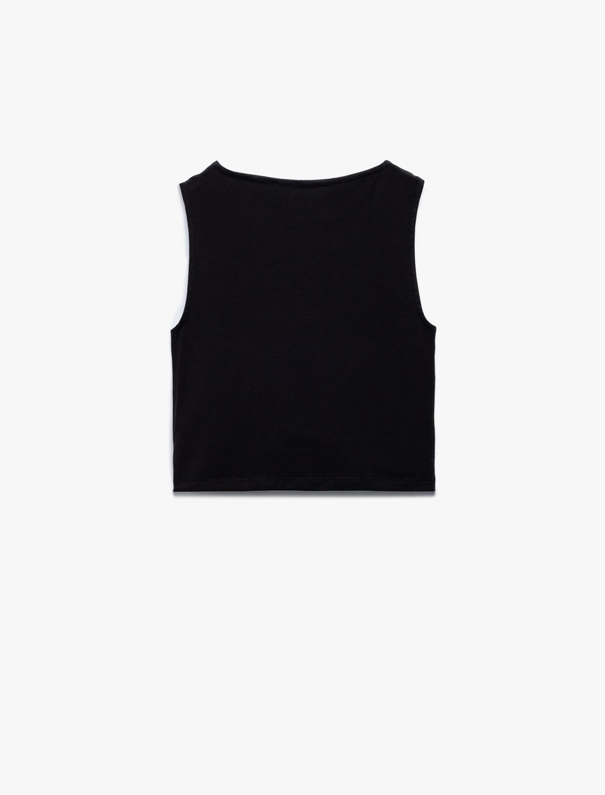   Bisiklet Yaka Kolsuz Dar Kesim Pamuklu Basic Crop Atlet