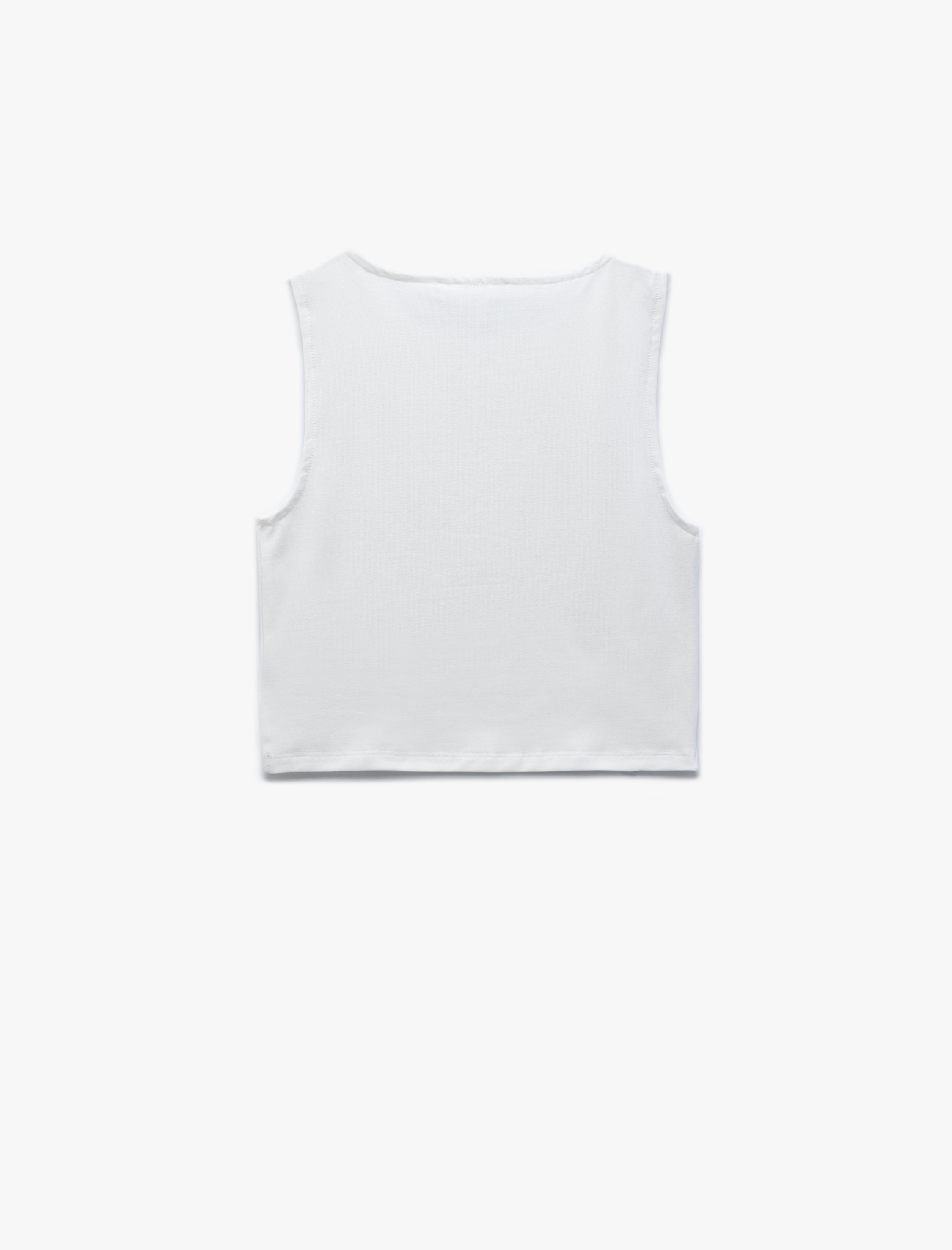   Bisiklet Yaka Kolsuz Dar Kesim Pamuklu Basic Crop Atlet