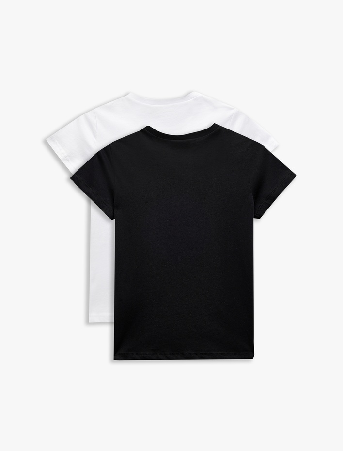 Kız Çocuk Pamuklu 2'li Kısa Kollu Basic Tişört Seti