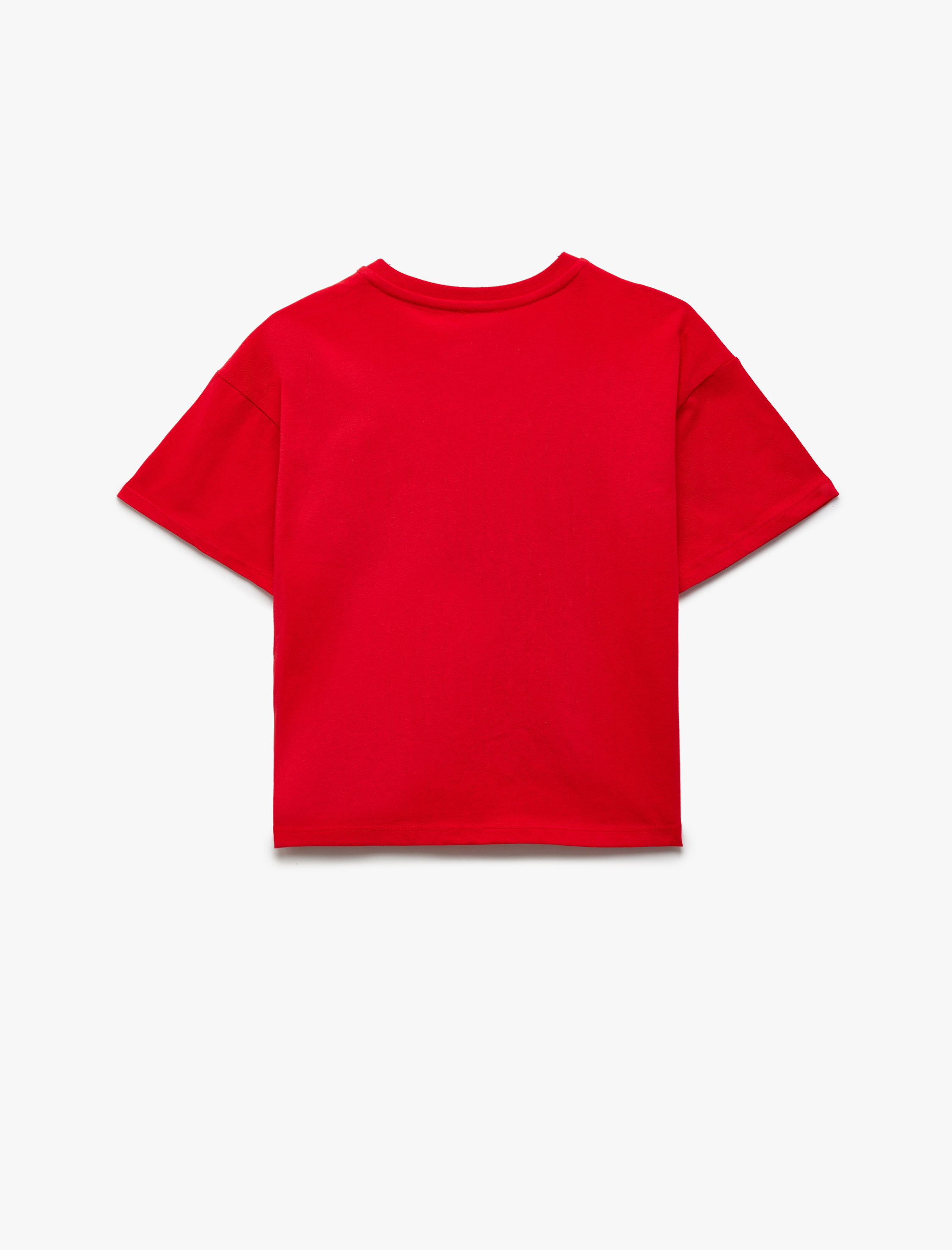  Kız Çocuk Pamuklu Kısa Kollu Bisiklet Yaka Kalpli Atatürk Baskılı Tişört