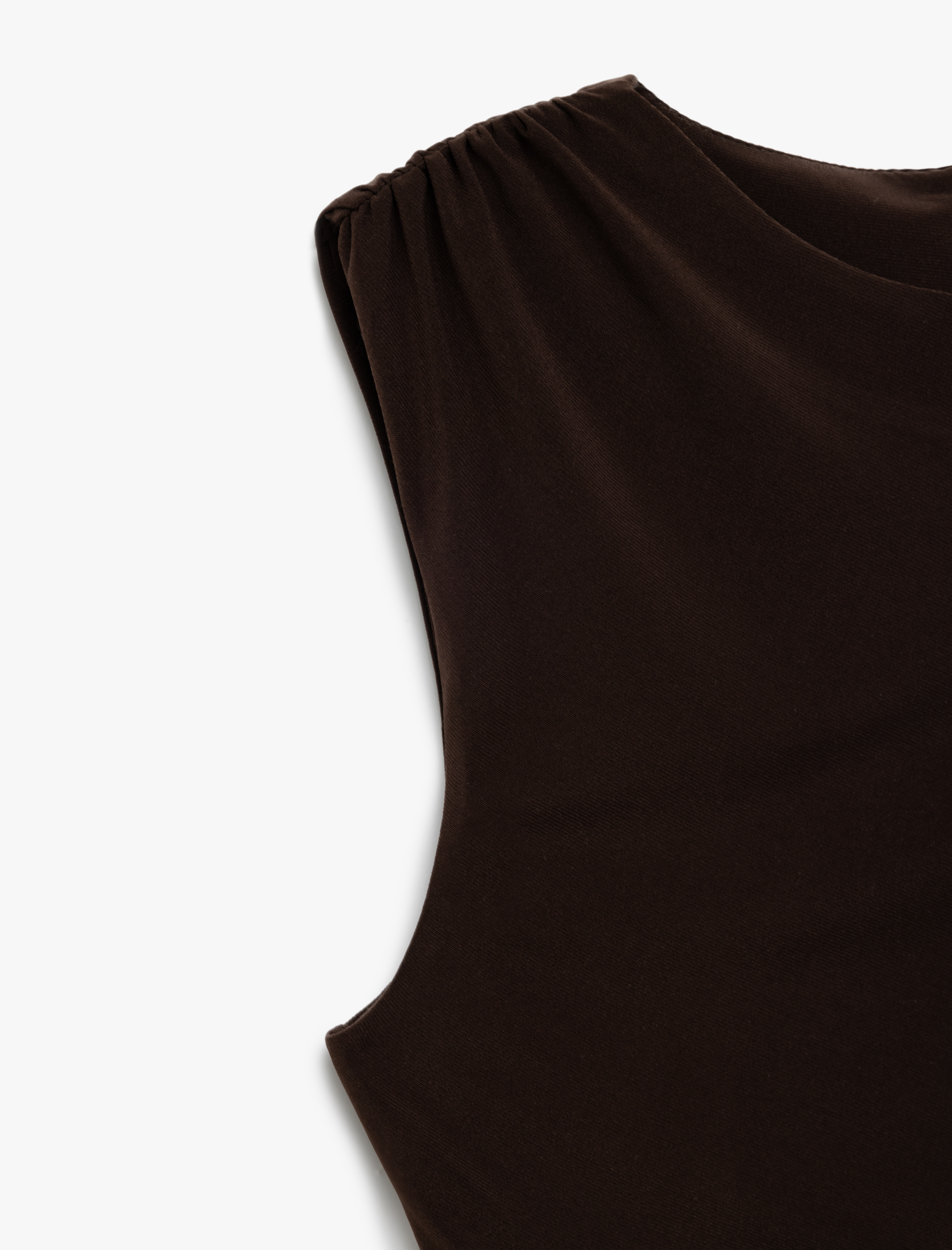   Drape Detaylı Bisiklet Yaka Kolsuz Mini Elbise