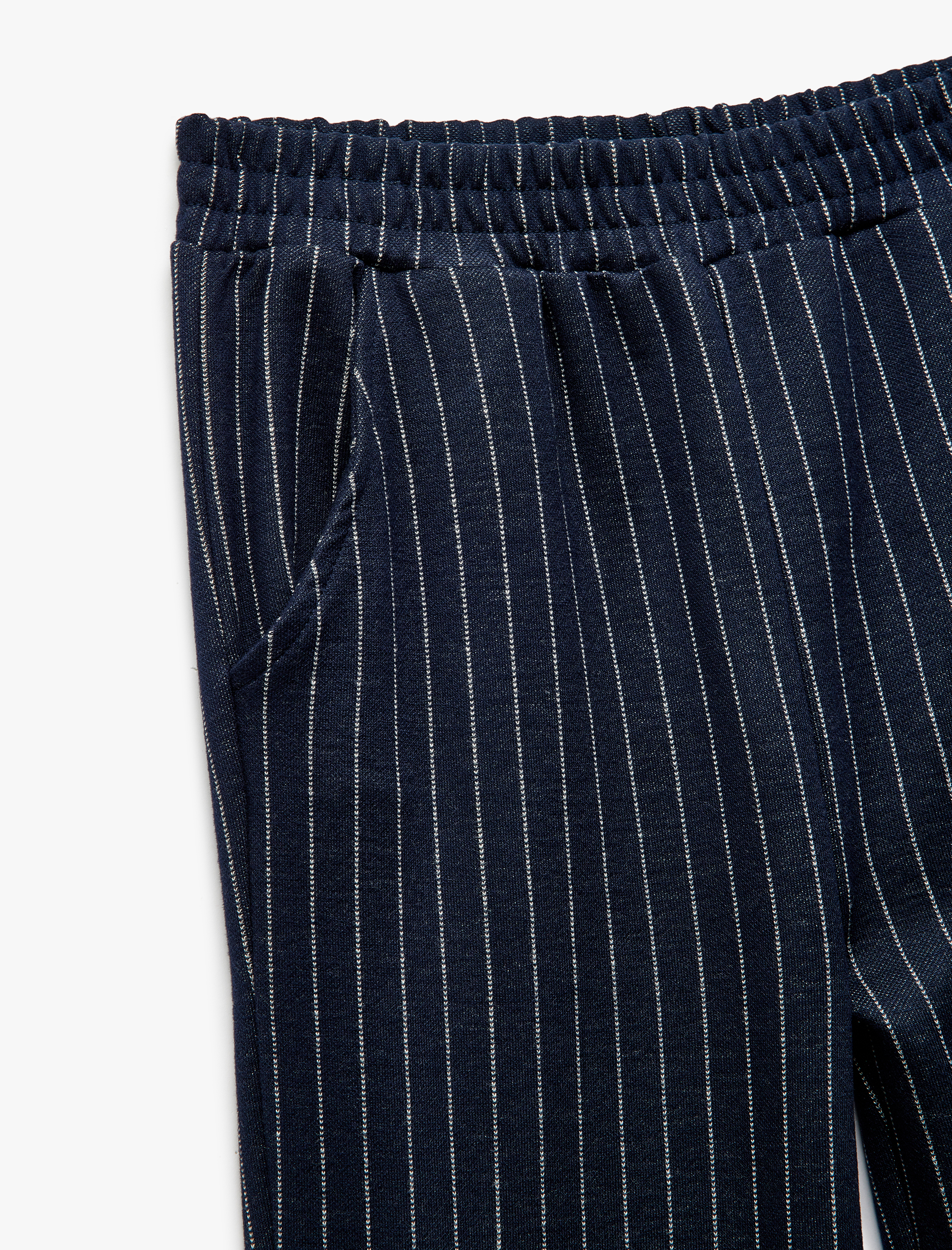  Kız Çocuk Çizgili Cepli Viskon Beli Lastikli Jogger Pantolon