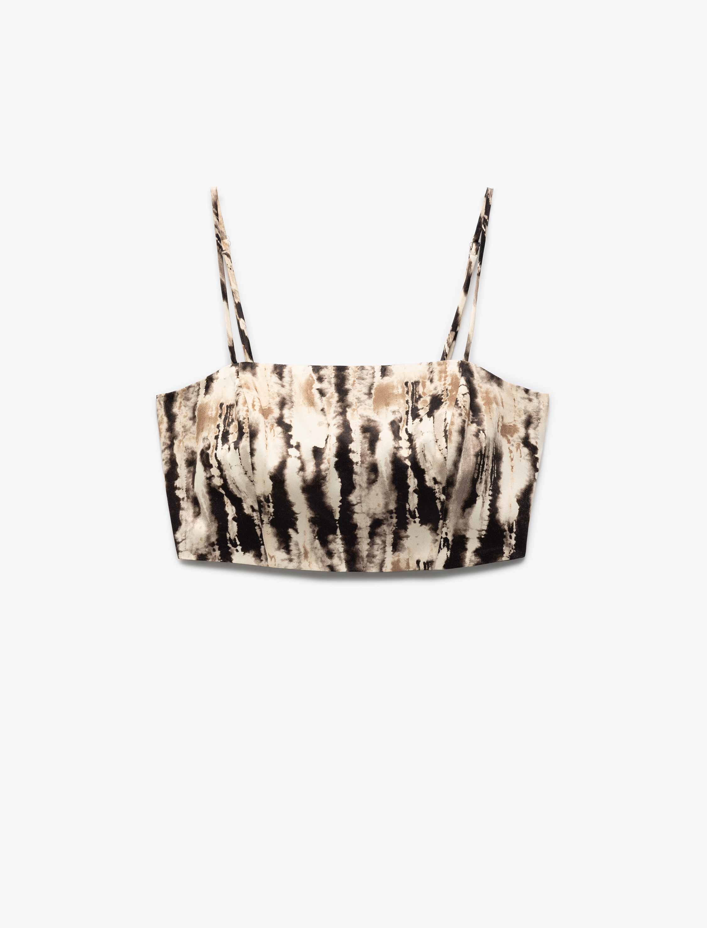   Batik Desenli Viskon İnce Askılı Crop Saten Büstiyer