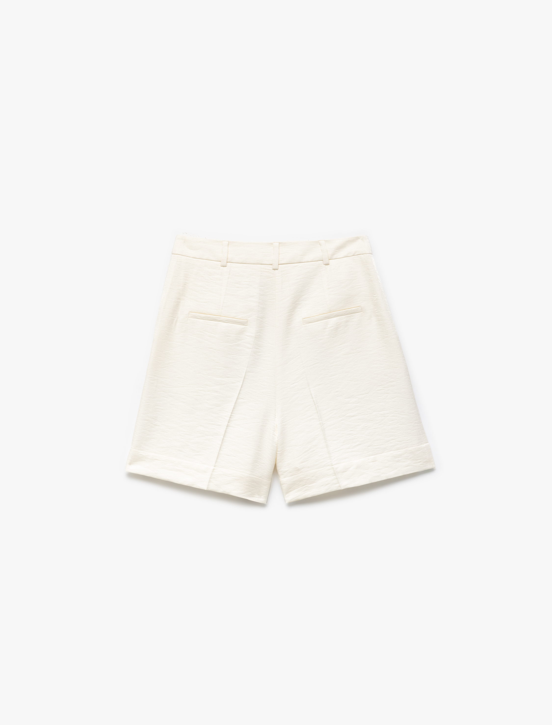   Viskon Kumaş Cepli Yüksek Bel Mini Şort