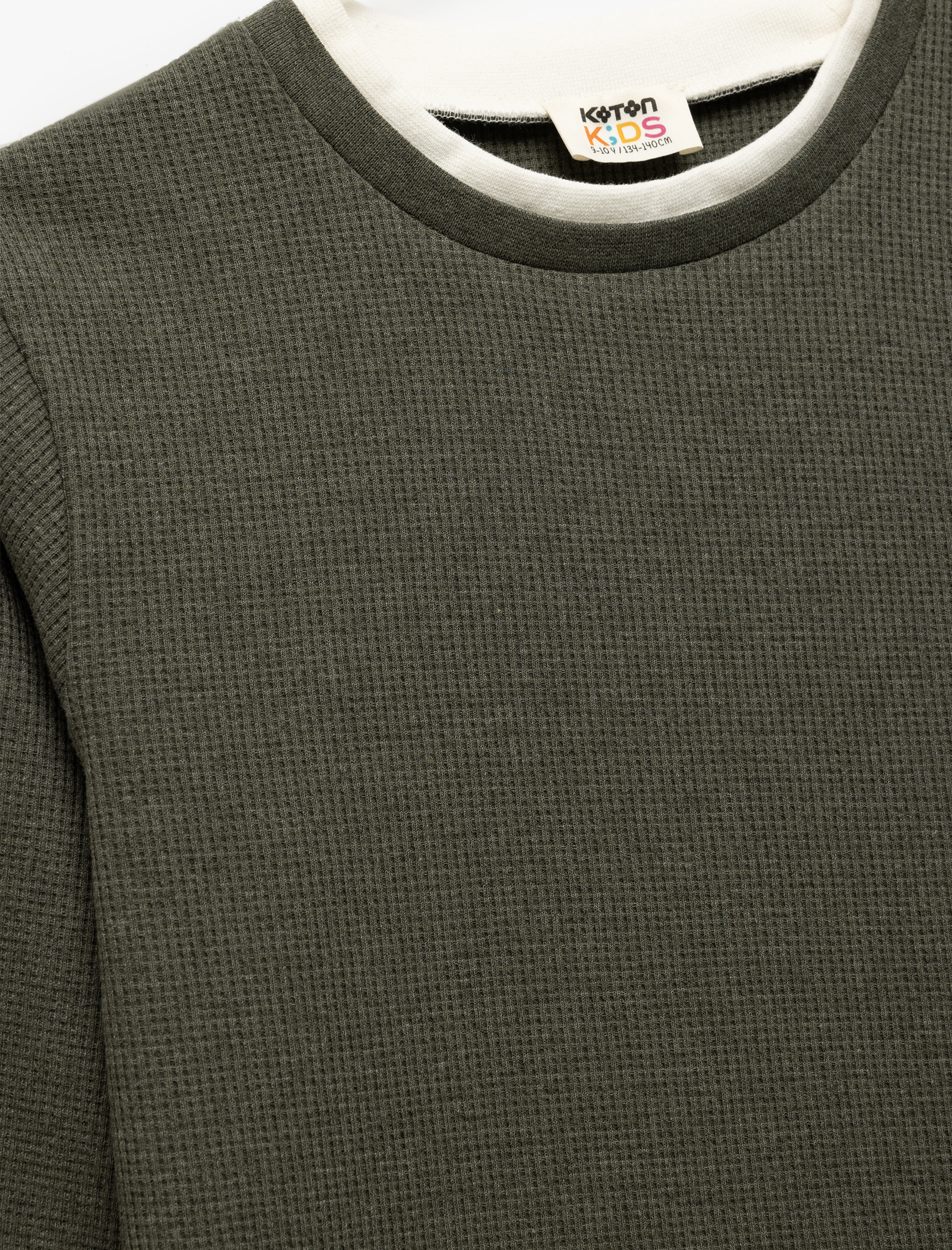  Erkek Çocuk Bisiklet Yaka Çizgili Uzun Kollu Basic Sweatshirt