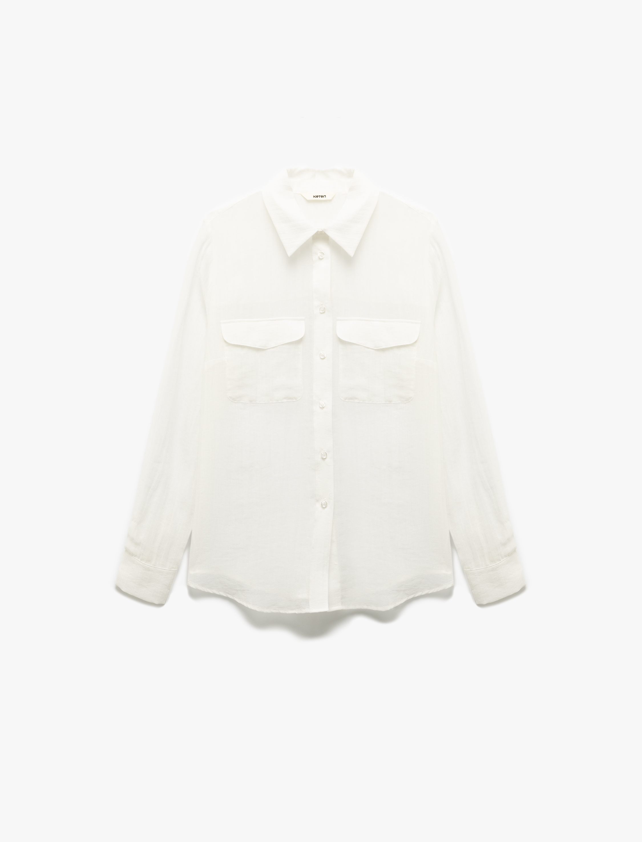   Klasik Yaka Uzun Kollu Cepli Viskon Gömlek