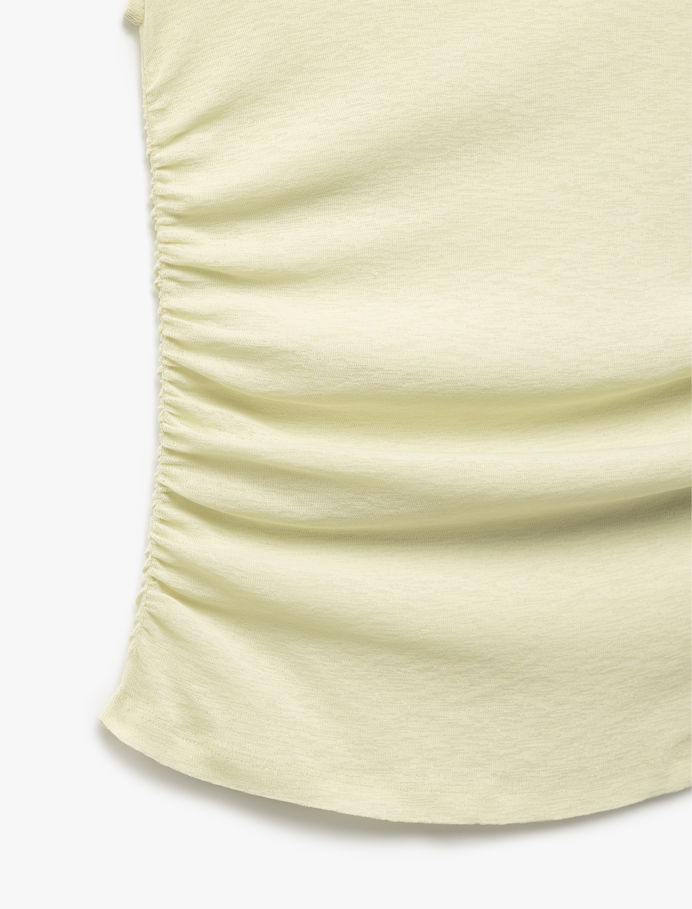   Slim Fit Drapeli Bisiklet Yaka Kolsuz Bluz