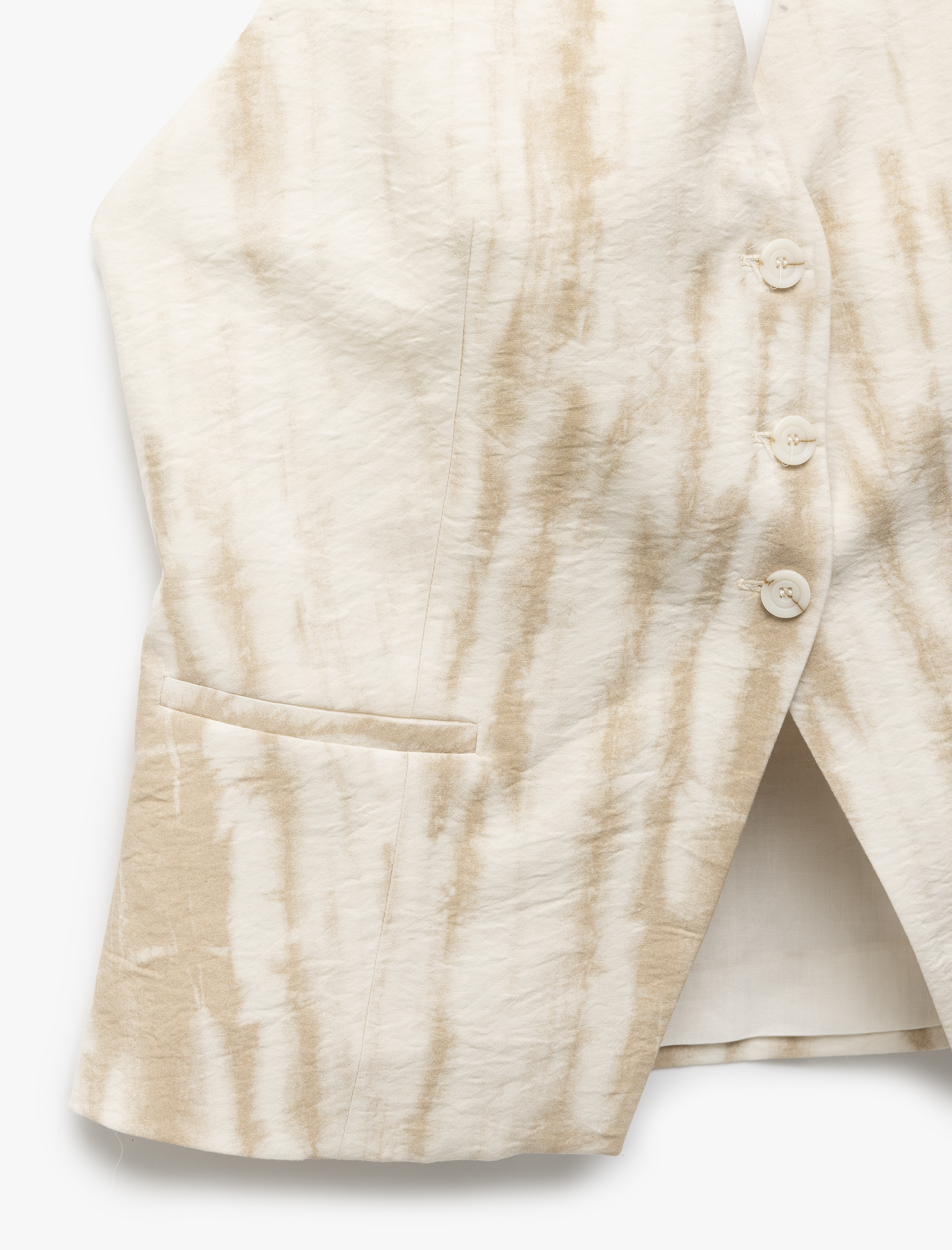   Viskon Kumaş Düğmeli V Yaka Boyundan Bağlama Detaylı Desenli Yelek