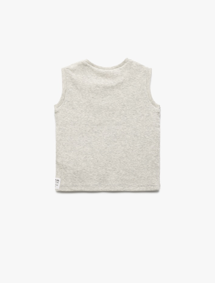 Erkek Bebek Bisiklet Yaka Kolsuz Etiket Baskılı Ribanalı Basic Atlet