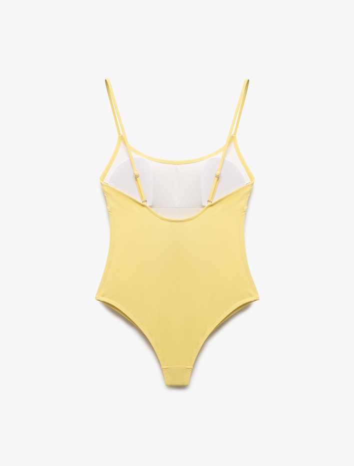  Hafif Dolgulu İnce Askılı Mayo