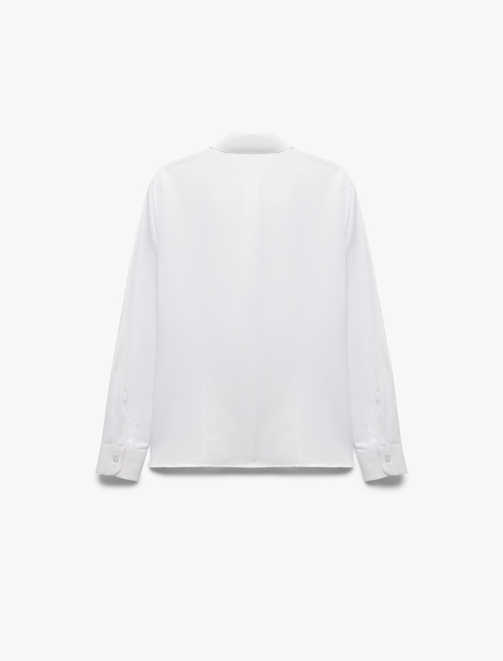  Uzun Kollu Klasik Yaka Düğmeli Poplin Gömlek