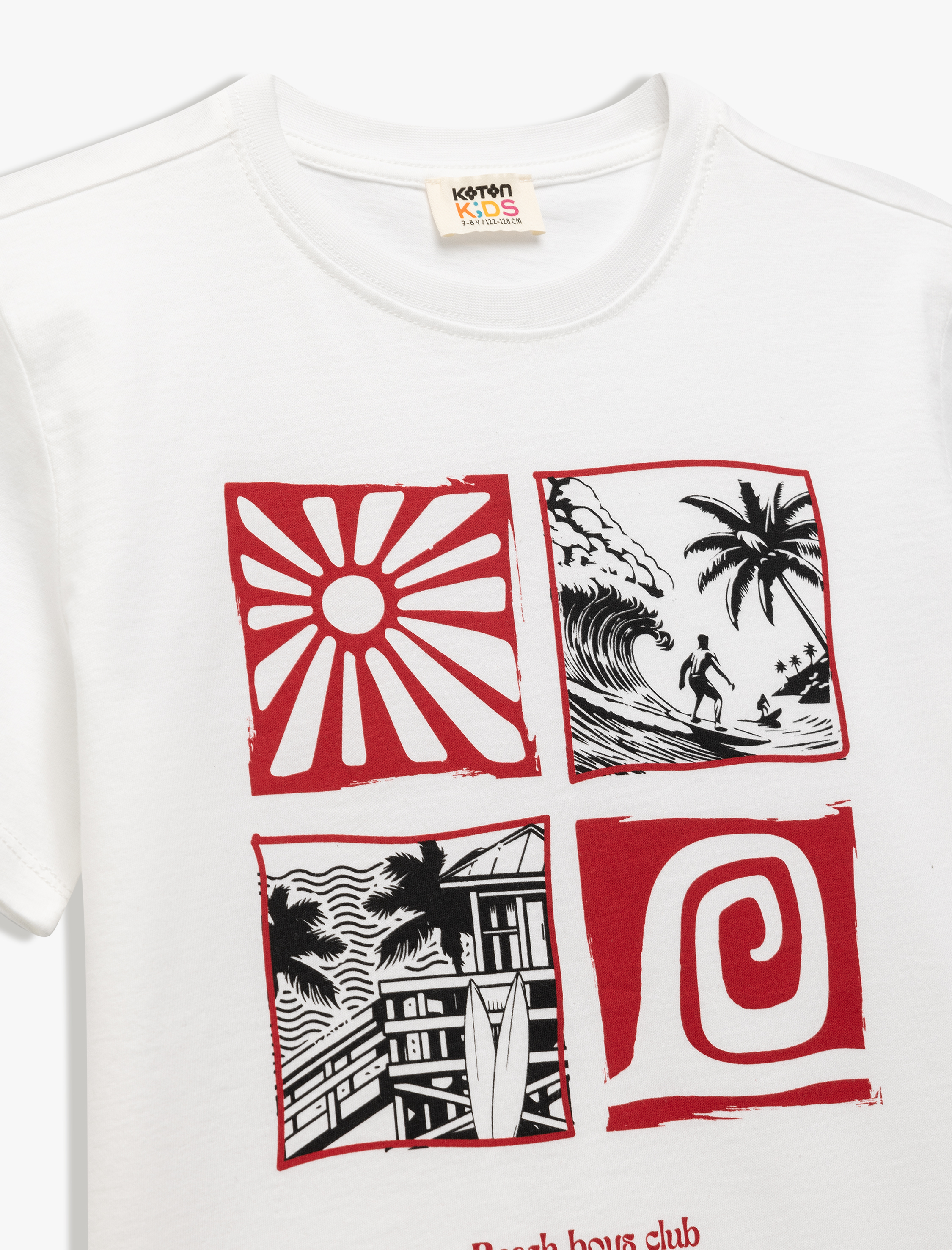  Erkek Çocuk Baskılı Pamuklu Kısa Kollu Bisiklet Yaka Tişört