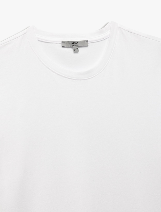 Pamuklu Kısa Kollu Slim Fit Bisiklet Yaka Erkek Basic Tişört_2