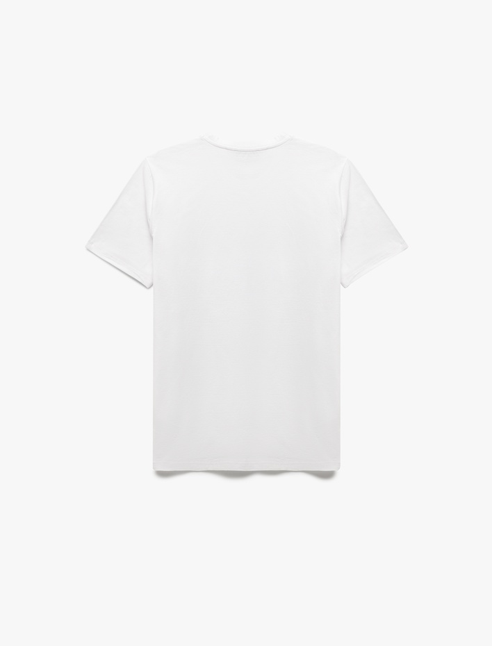  Pamuklu Kısa Kollu Slim Fit Bisiklet Yaka Erkek Basic Tişört