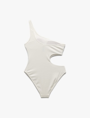 Dokulu Cutout Detaylı Tek Omuz Mayokini_1