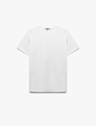 Pamuklu Kısa Kollu Slim Fit Bisiklet Yaka Erkek Basic Tişört