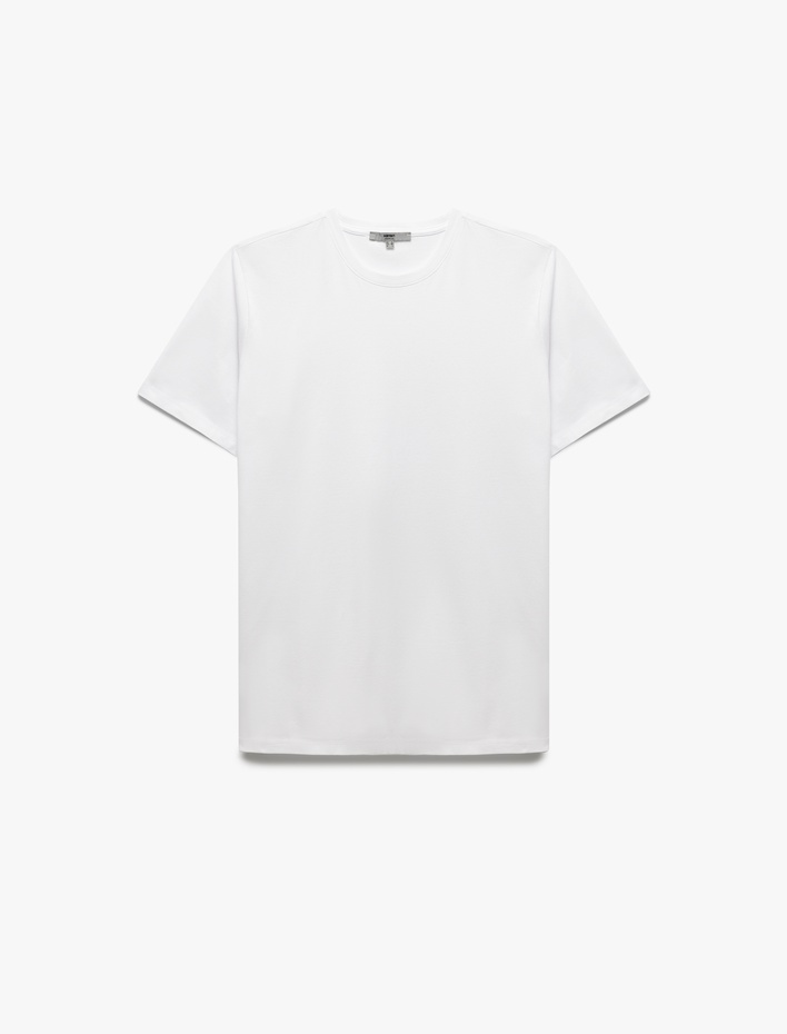  Pamuklu Kısa Kollu Slim Fit Bisiklet Yaka Erkek Basic Tişört