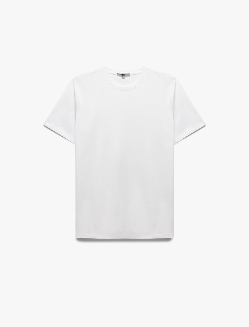   Pamuklu Kısa Kollu Slim Fit Bisiklet Yaka Erkek Basic Tişört