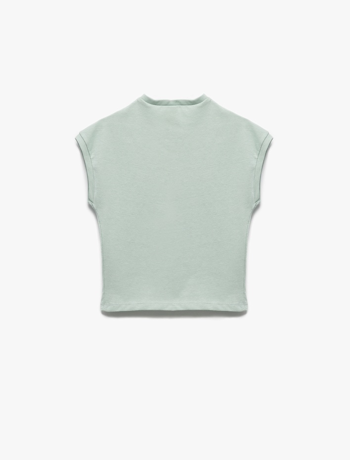 Erkek Bebek Pamuklu Bisiklet Yaka Düğme Detaylı Kolsuz Basic Atlet