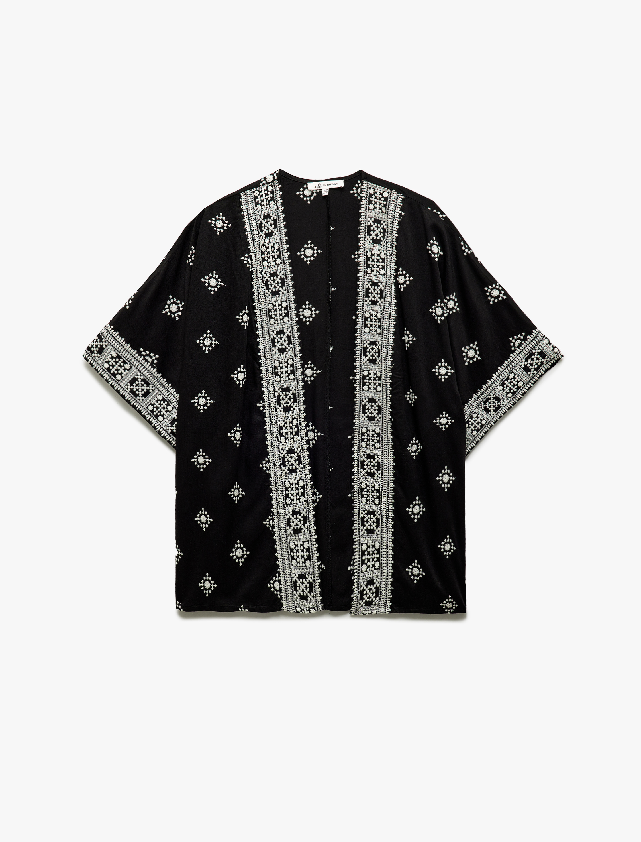   Viskon Yarım Kollu Etnik Kimono