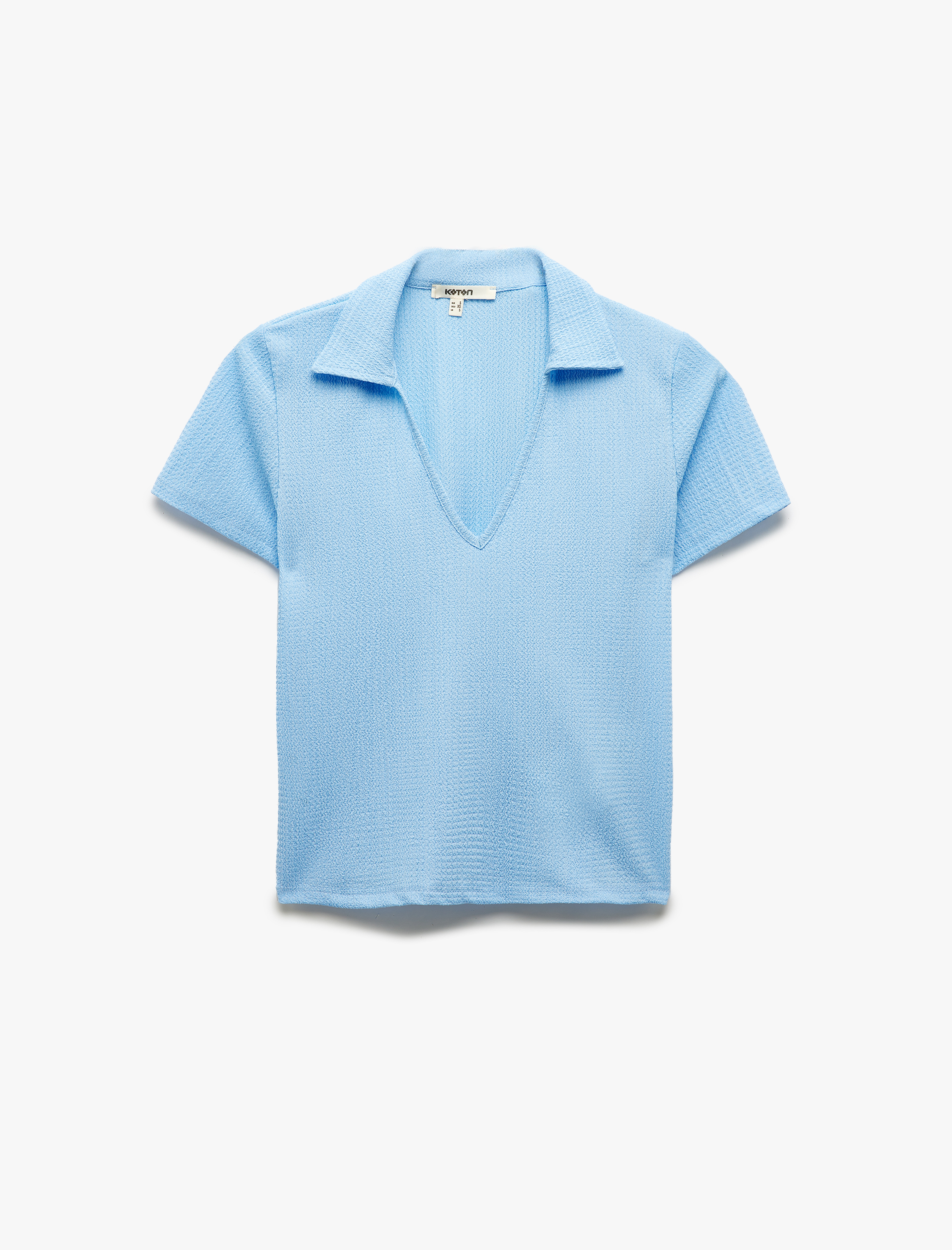   Regular Fit Dokulu Kısa Kollu V Polo Yaka Tişört