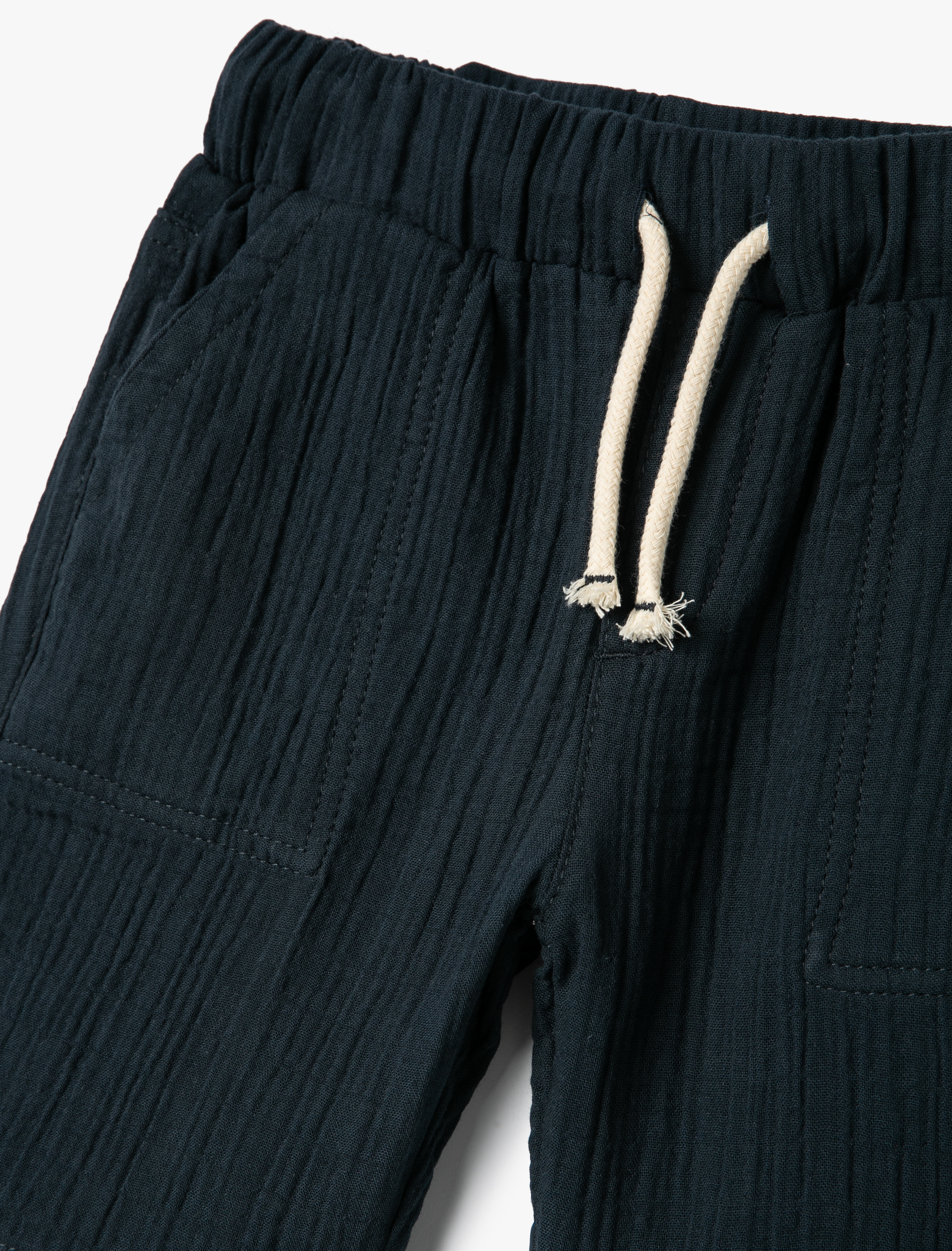  Erkek Çocuk Basic Şort Dokulu Beli Bağlamalı Cepli Pamuklu