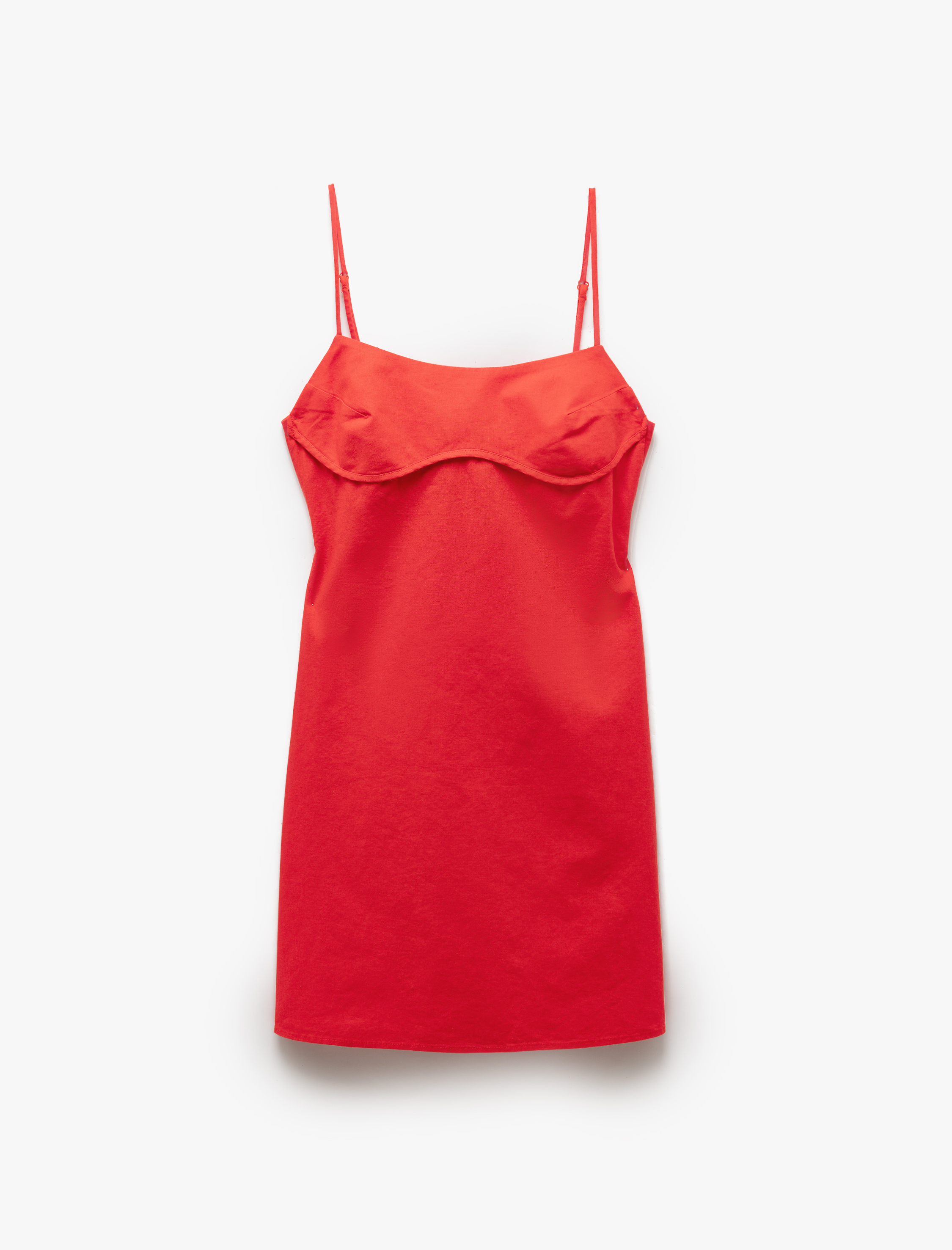   Arkası Bağlama Detaylı Slim Fit İnce Askılı Keten Elbise