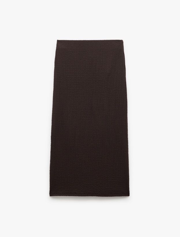 Yüksek Bel Slim Fit Midi Kalem Etek Bürümcük_2