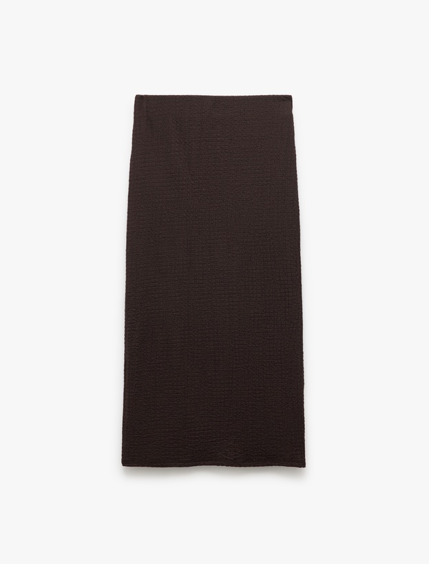 Yüksek Bel Slim Fit Midi Kalem Etek Bürümcük_3