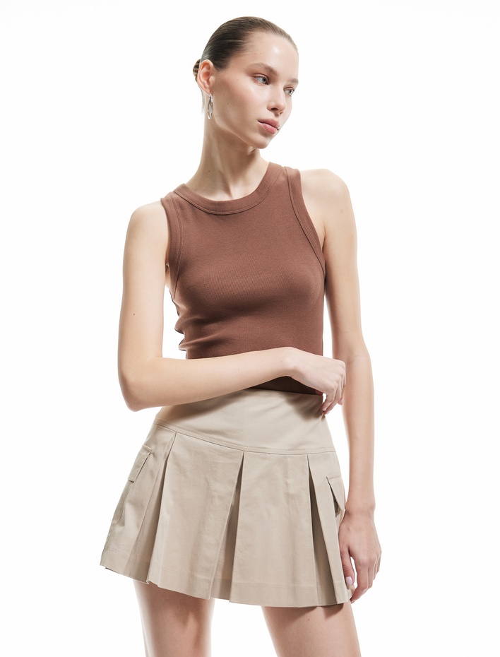  Halter Yaka Fitilli Slim Fit Crop Kadın Atlet