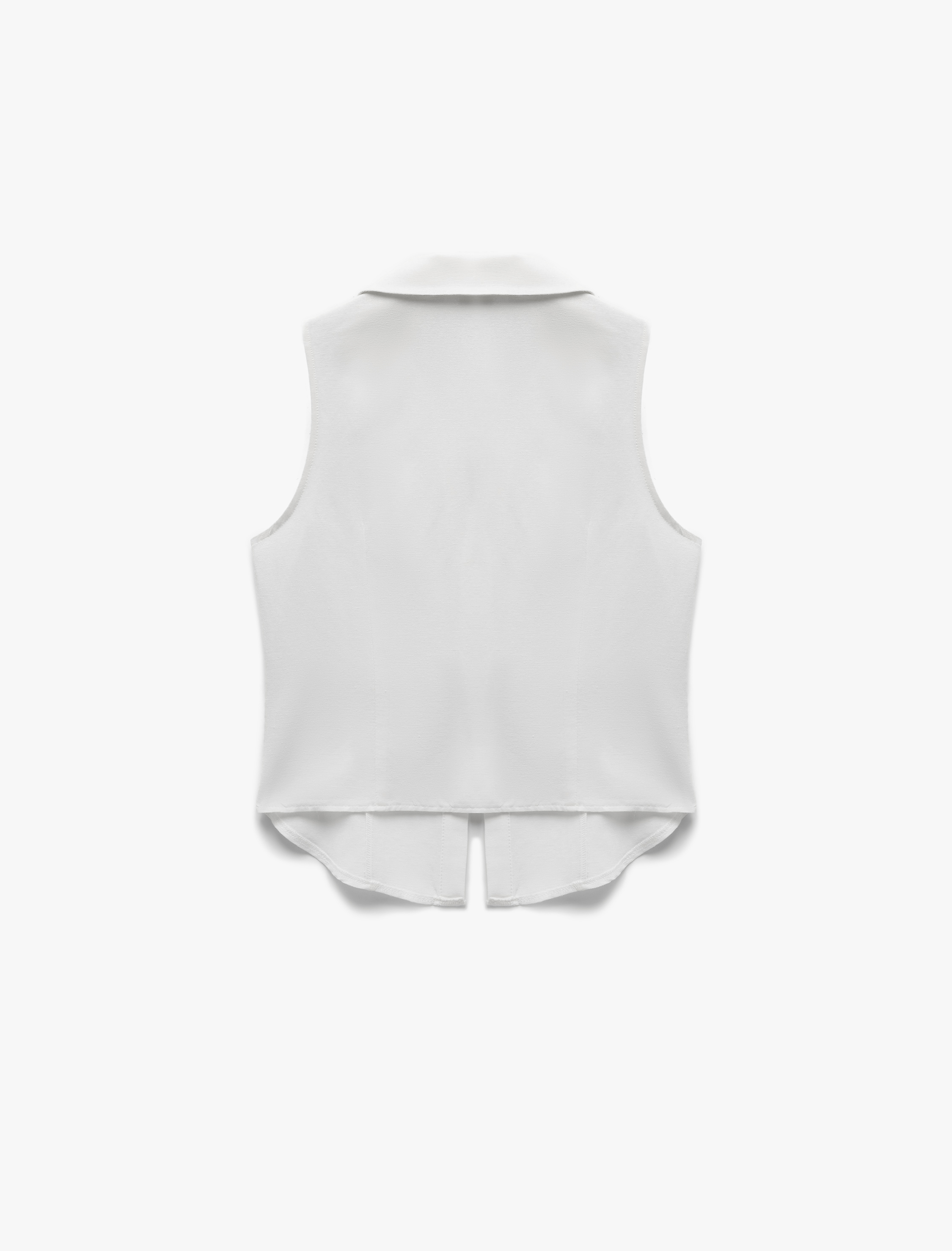   Dar Kesim Keten Karışımlı Düğmeli Kolsuz Crop Gömlek