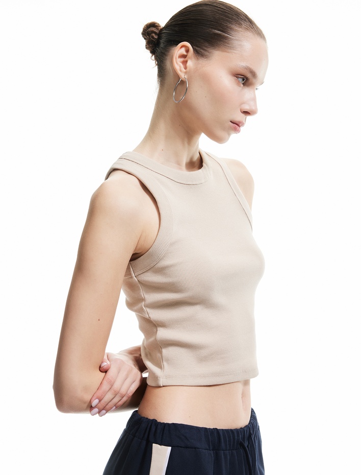  Halter Yaka Fitilli Slim Fit Crop Kadın Atlet