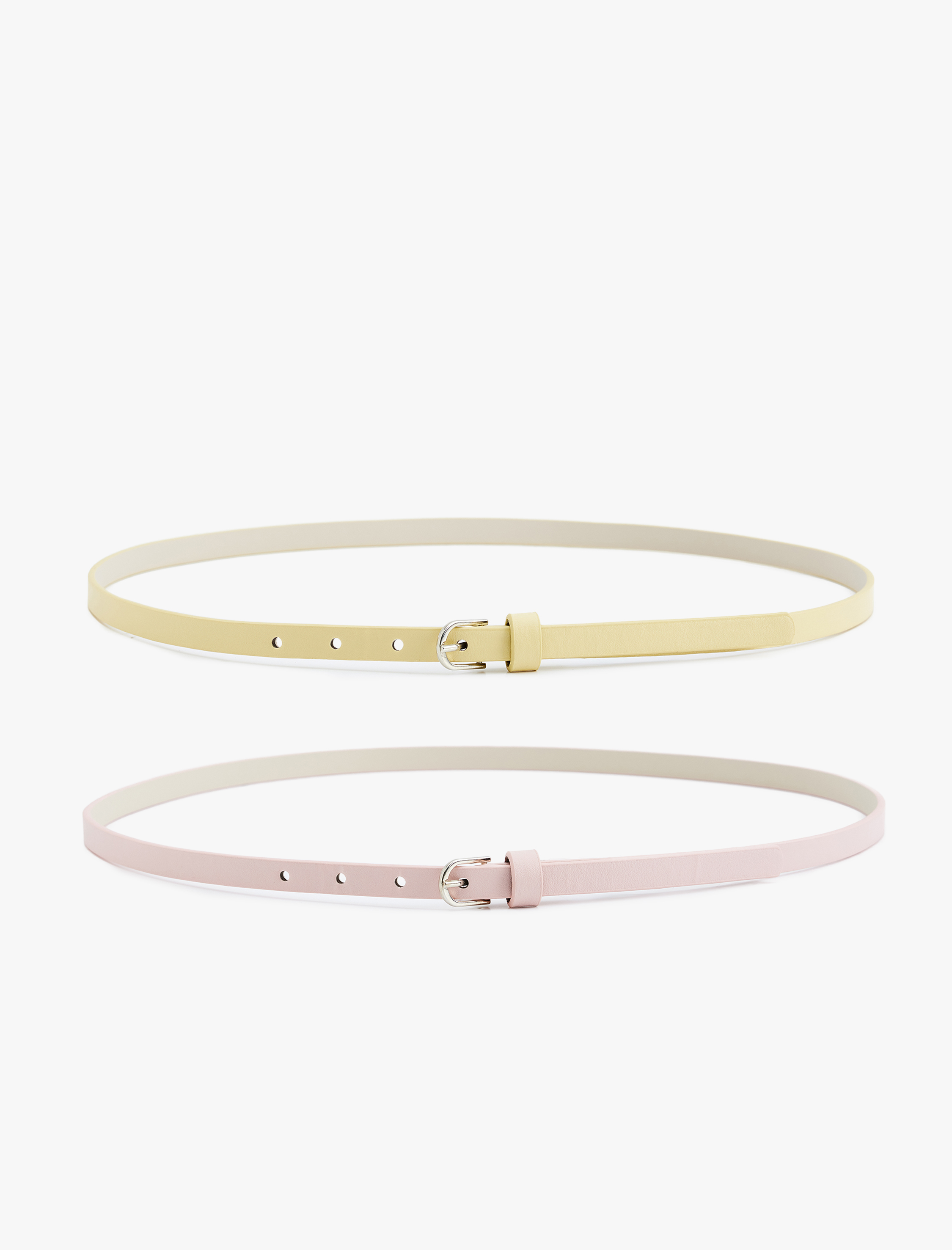  Kadın 2'li Metal Tokalı Suni Deri İnce Kemer Seti