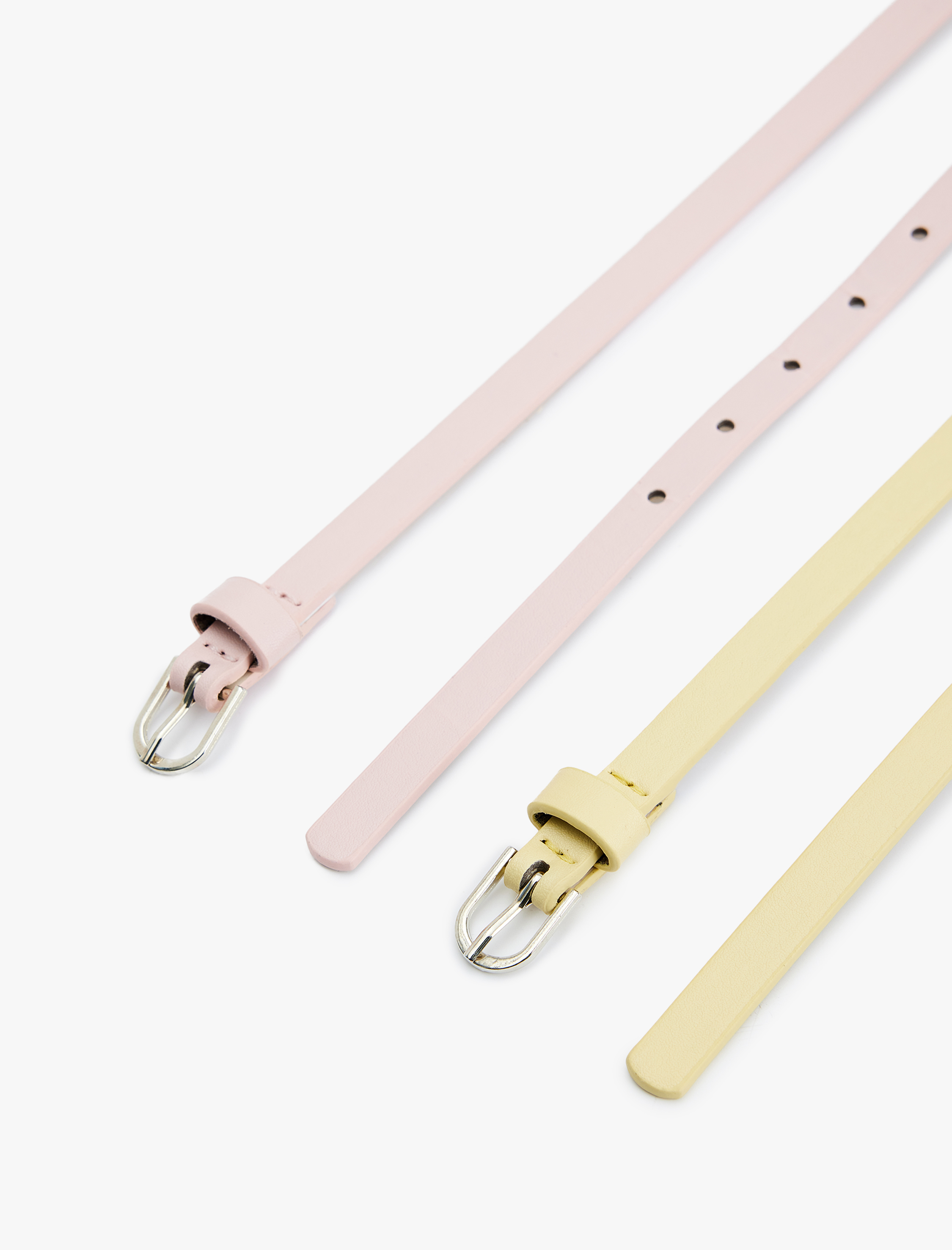  Kadın 2'li Metal Tokalı Suni Deri İnce Kemer Seti