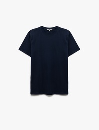 Pamuklu Kısa Kollu Slim Fit Bisiklet Yaka Erkek Basic Tişört