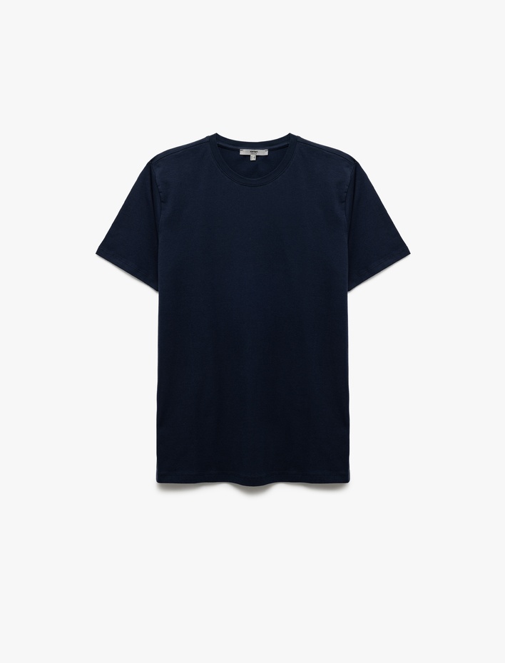  Pamuklu Kısa Kollu Slim Fit Bisiklet Yaka Erkek Basic Tişört